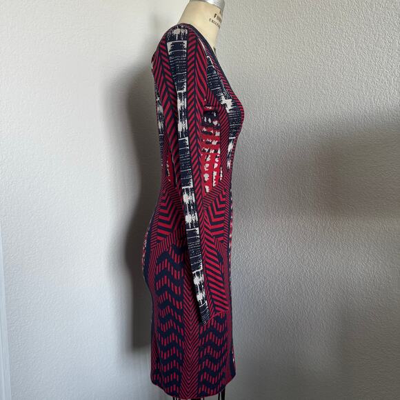 BCBGMaxAzria | Silk Cotton Jacquard Bodycon Sweater Dress size XS - Picture 2 of 8